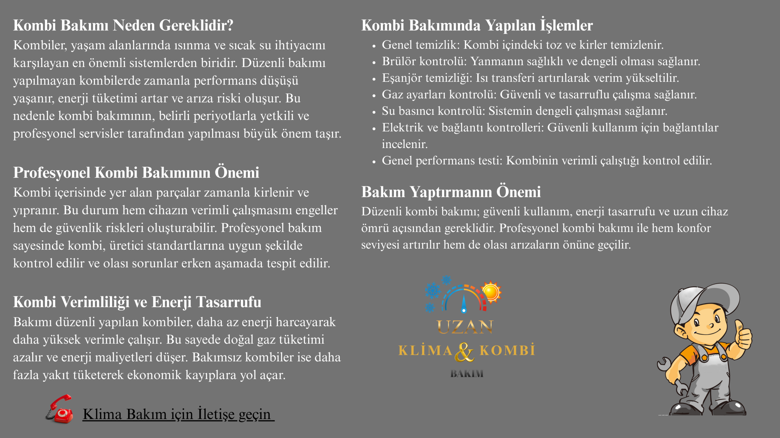 kombi bakım